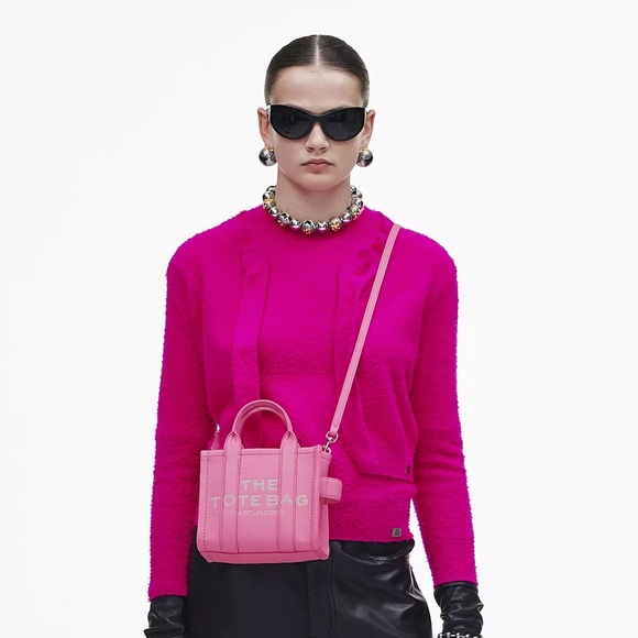 {Marc Jacobs} Mini Leather Tote Handbag - #666 PETAL PINK - Crossbody Bag - Picture 6 of 10